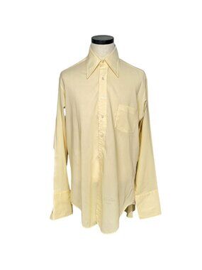 Golden Comfort Stretch Mens Yellow Dress Shirt French Cuff 16.5 35 Perma-Press